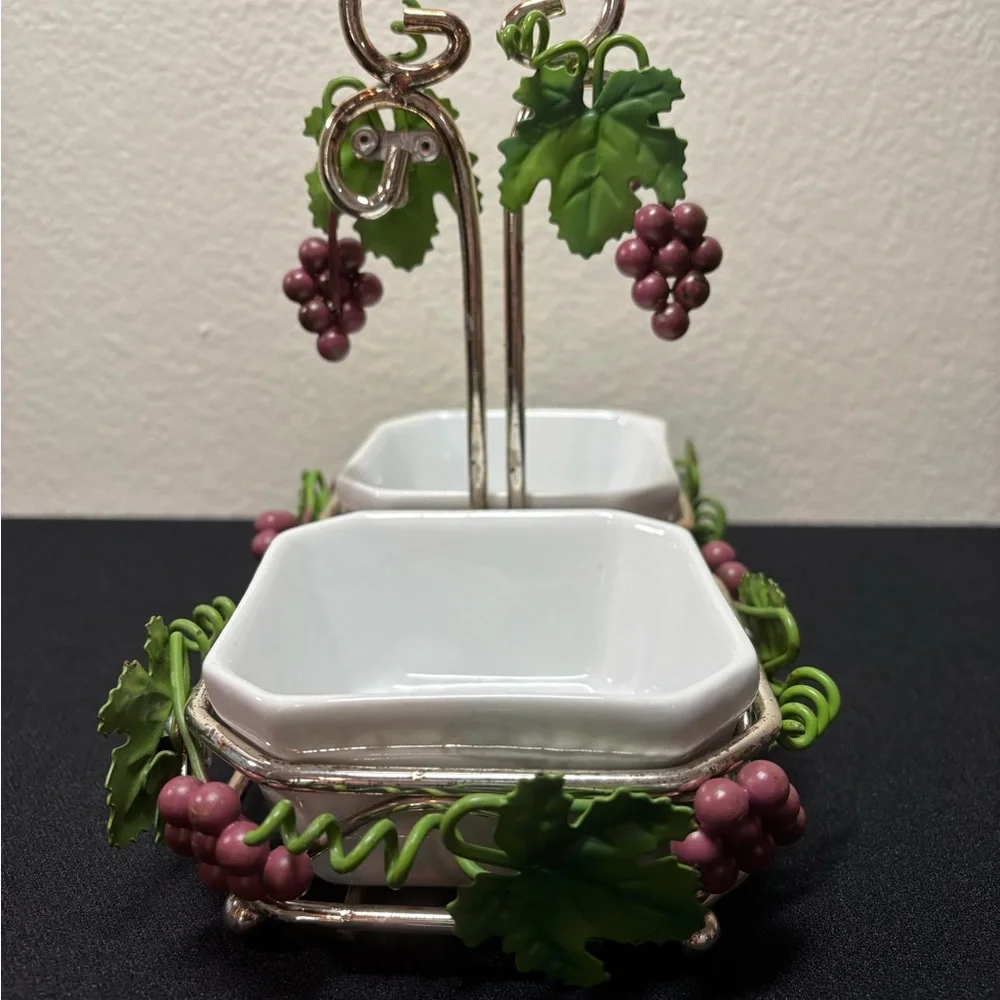 Vintage Mikasa Gem Relish Nuts Olives Caddy Grape Clusters Elegant Serving Set